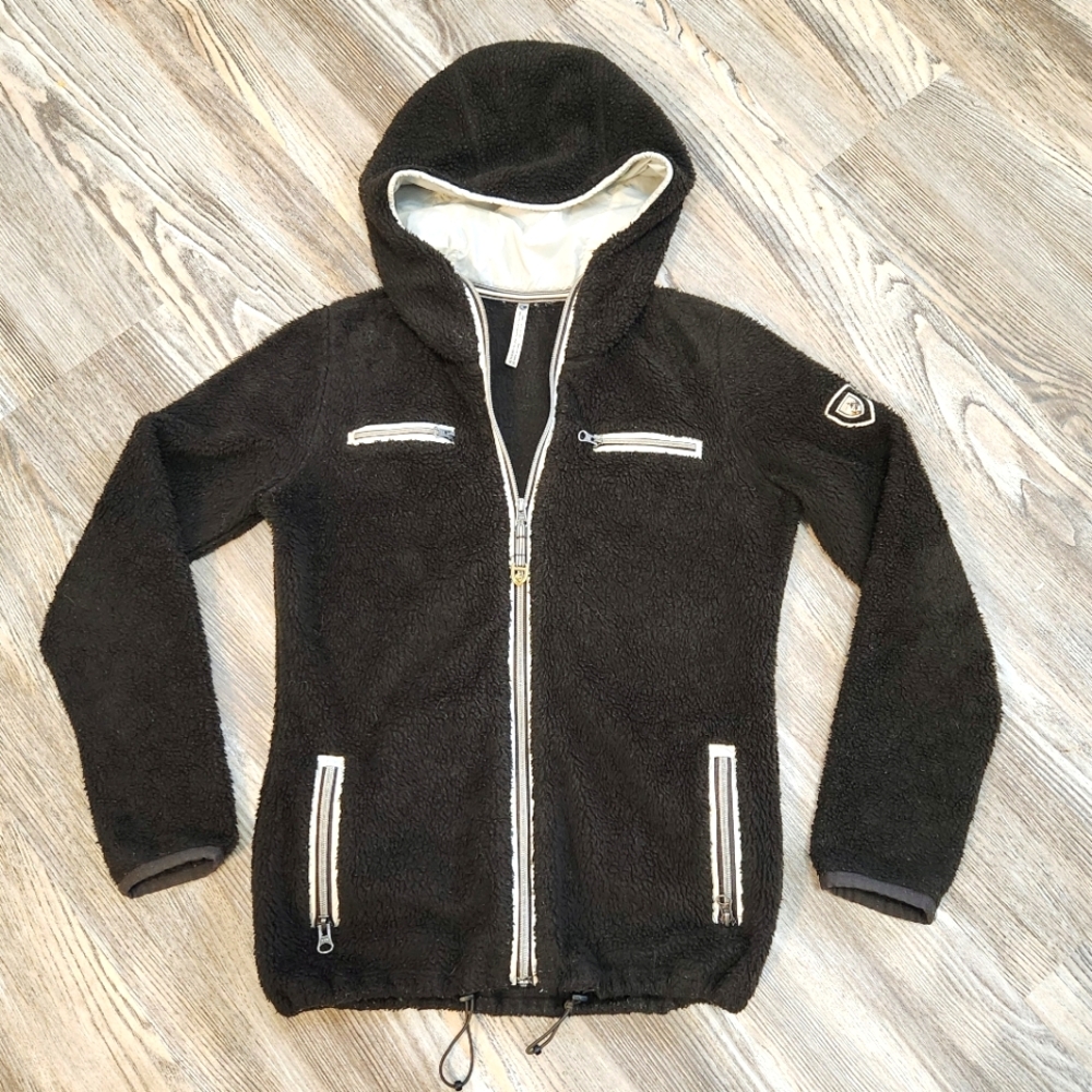 Kuhl Skata Zip Fleece Hooded Jacket Womens XS Black 4 Pocket Lightweight